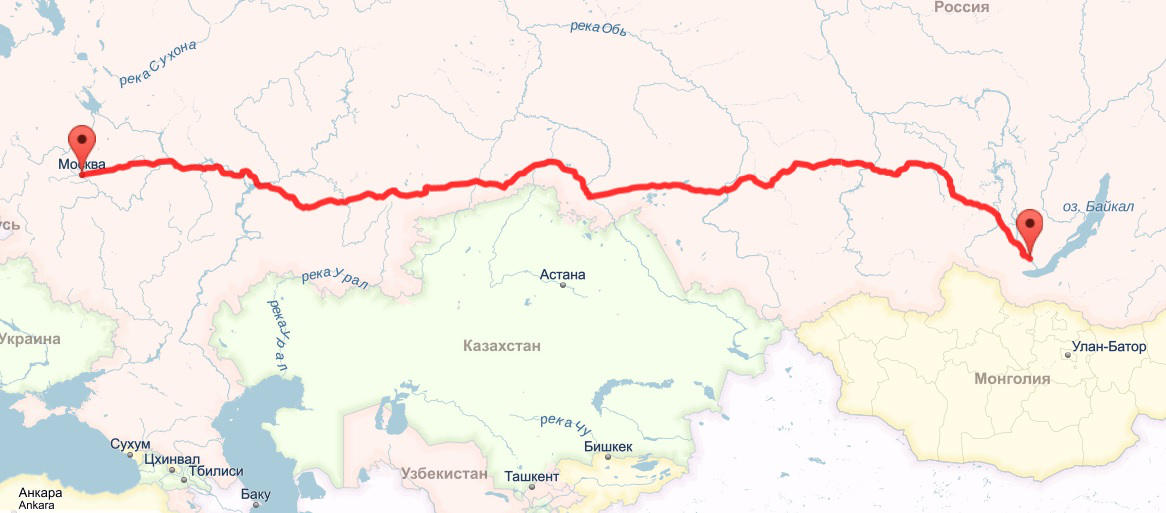 Карта из москвы до красноярска